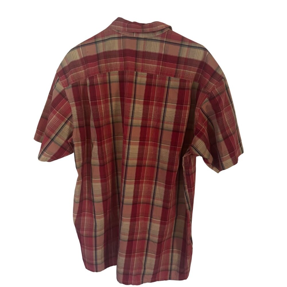 Nautica red and brown plaid short sleeve button up shirt size XL - Picture 2 of 7
